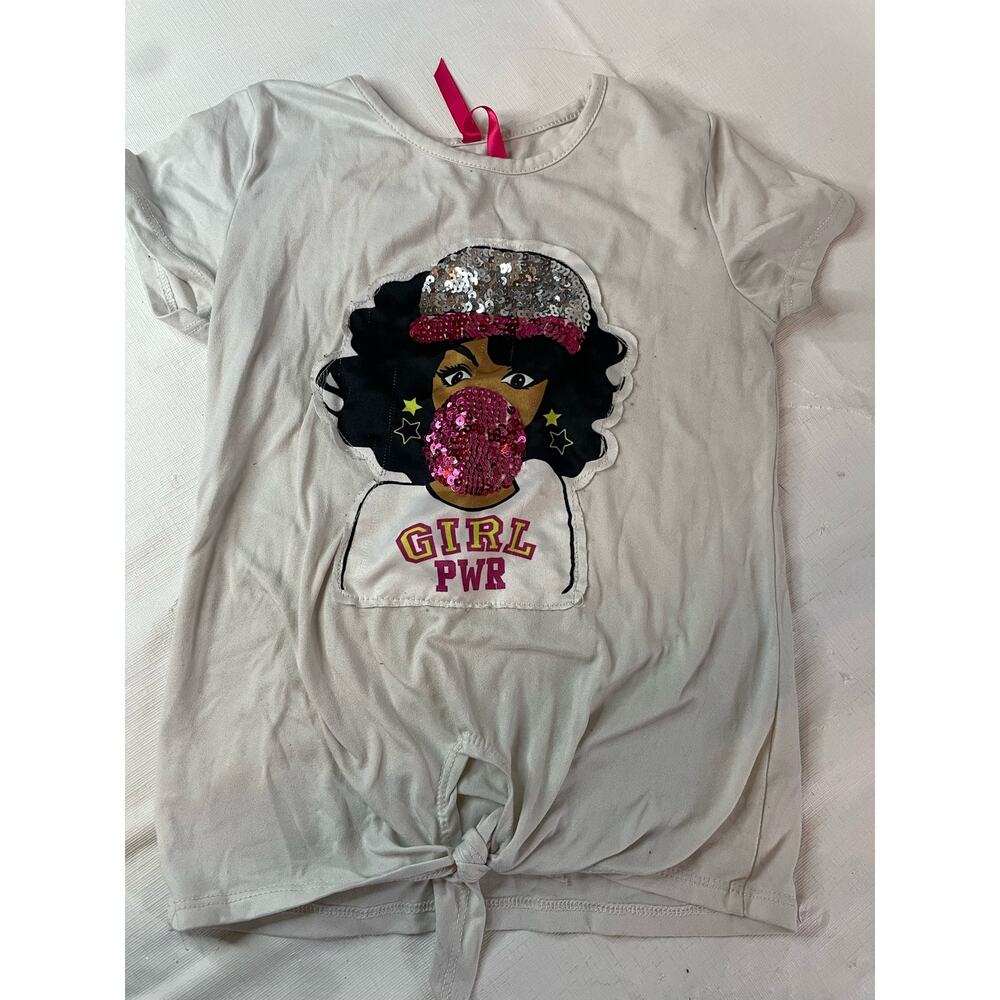 Girl's 5-6 Girl Power Sequin Mask Ethnic Top